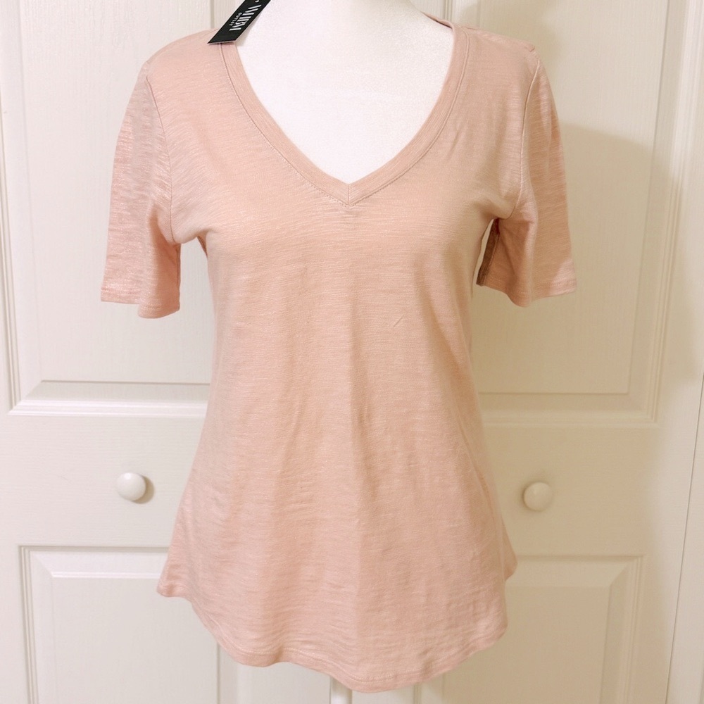 White House Black Market Women's V-Neck Pink Top T-shirt XS NWT - Picture 10 of 12